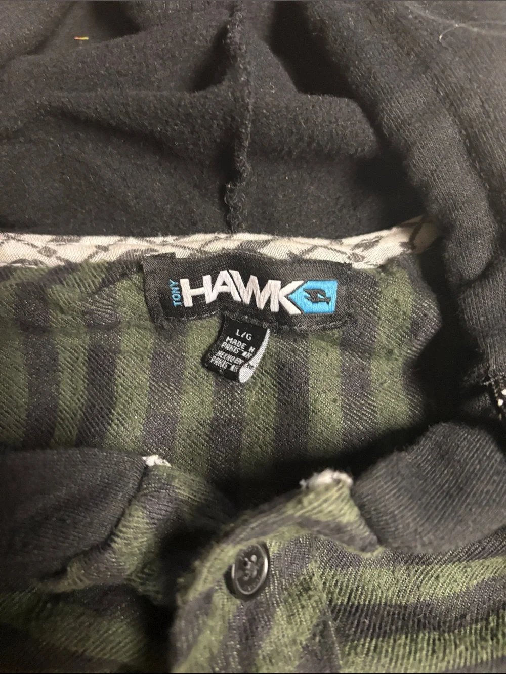 Tony Hawk Olive and Charcoal Striped Hooded Shirt Jacket